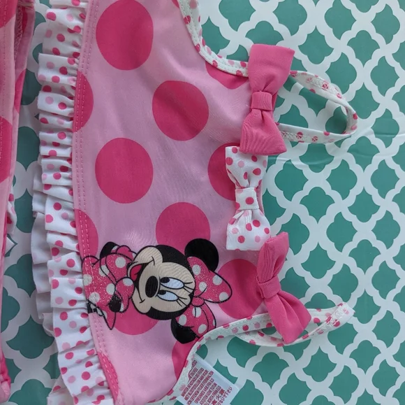 NEW-Disney Store Girls Minnie Mouse Dots with Bows 2-Piece Swimsuit size 2T - Picture 7 of 9